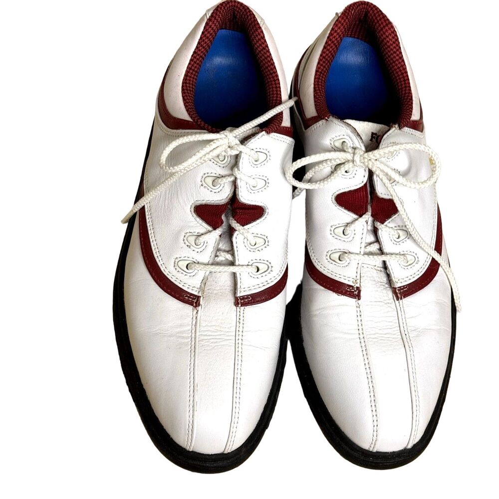 FootJoy Womens Golf Shoes Cleats Leather White Maroon 8 M